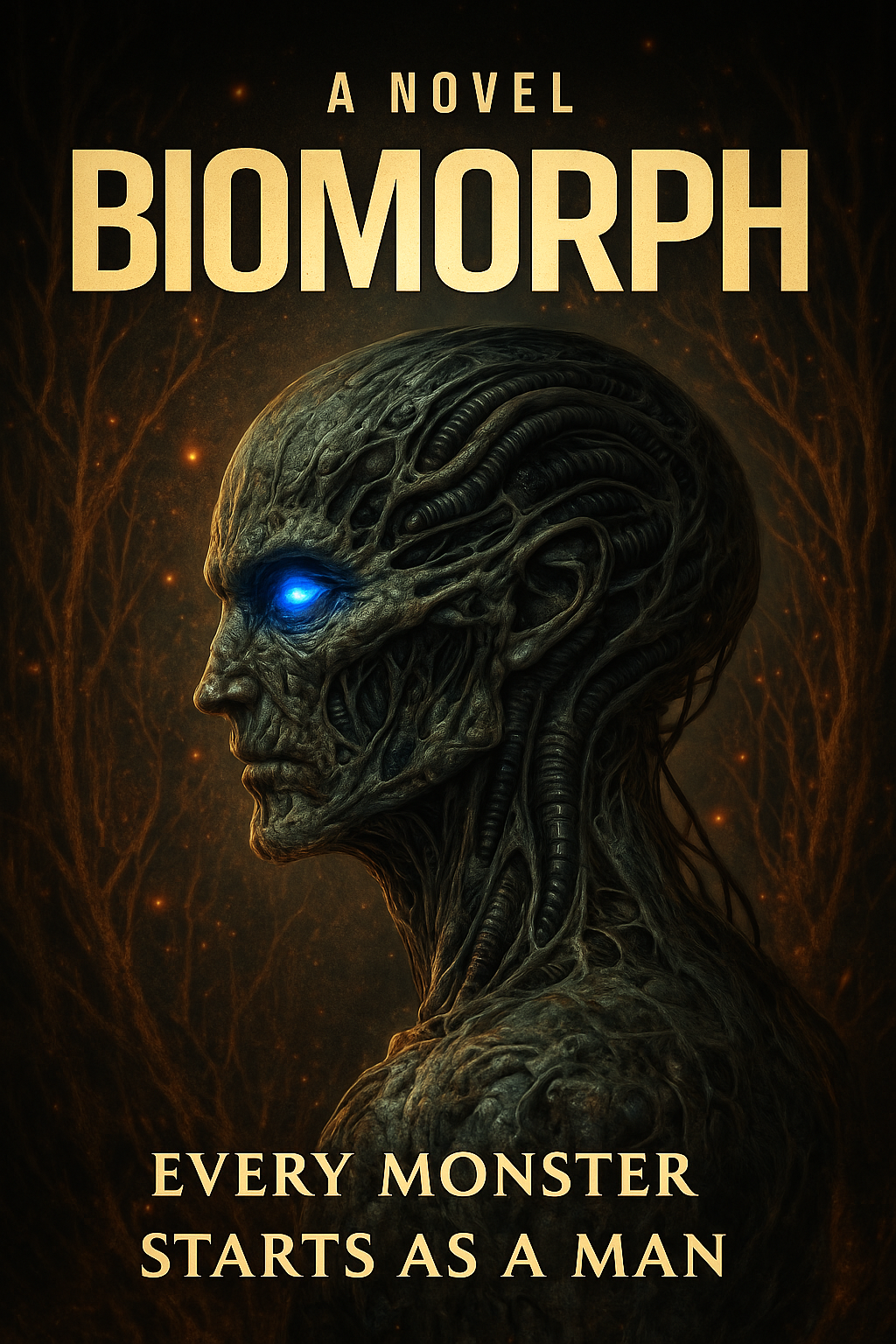 BioMorph novel cover: Every Monster Starts as a Man